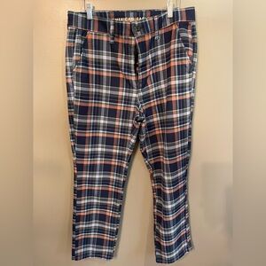 American Eagle navy blue plaid pants super high rise skinny trouser size 12